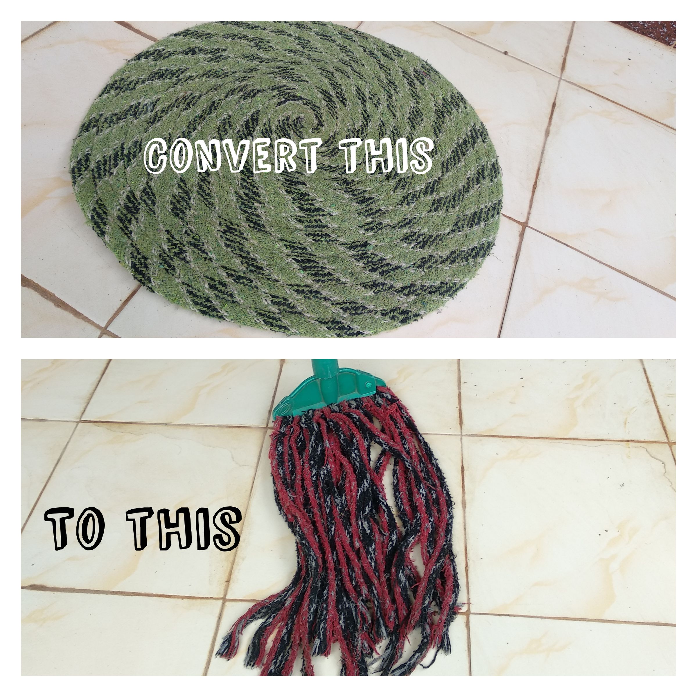 Convert Old Mat to a Cleaning Mop