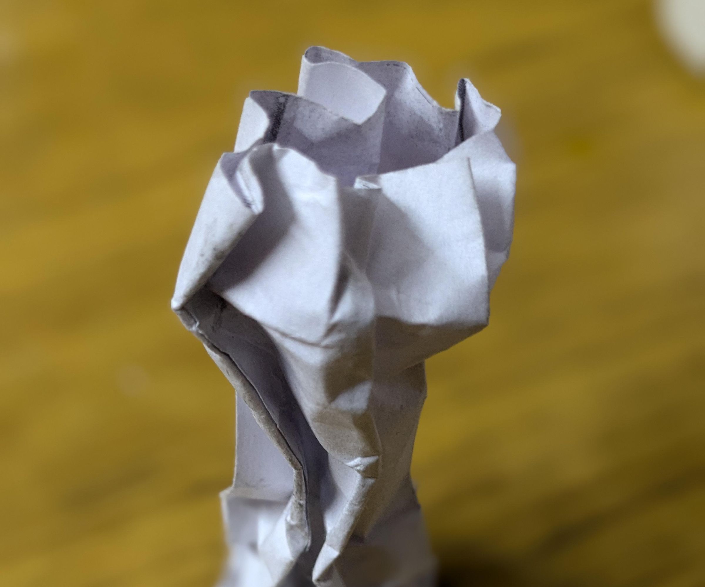 Pleated Origami Pawn Which Transforms Into a Queen