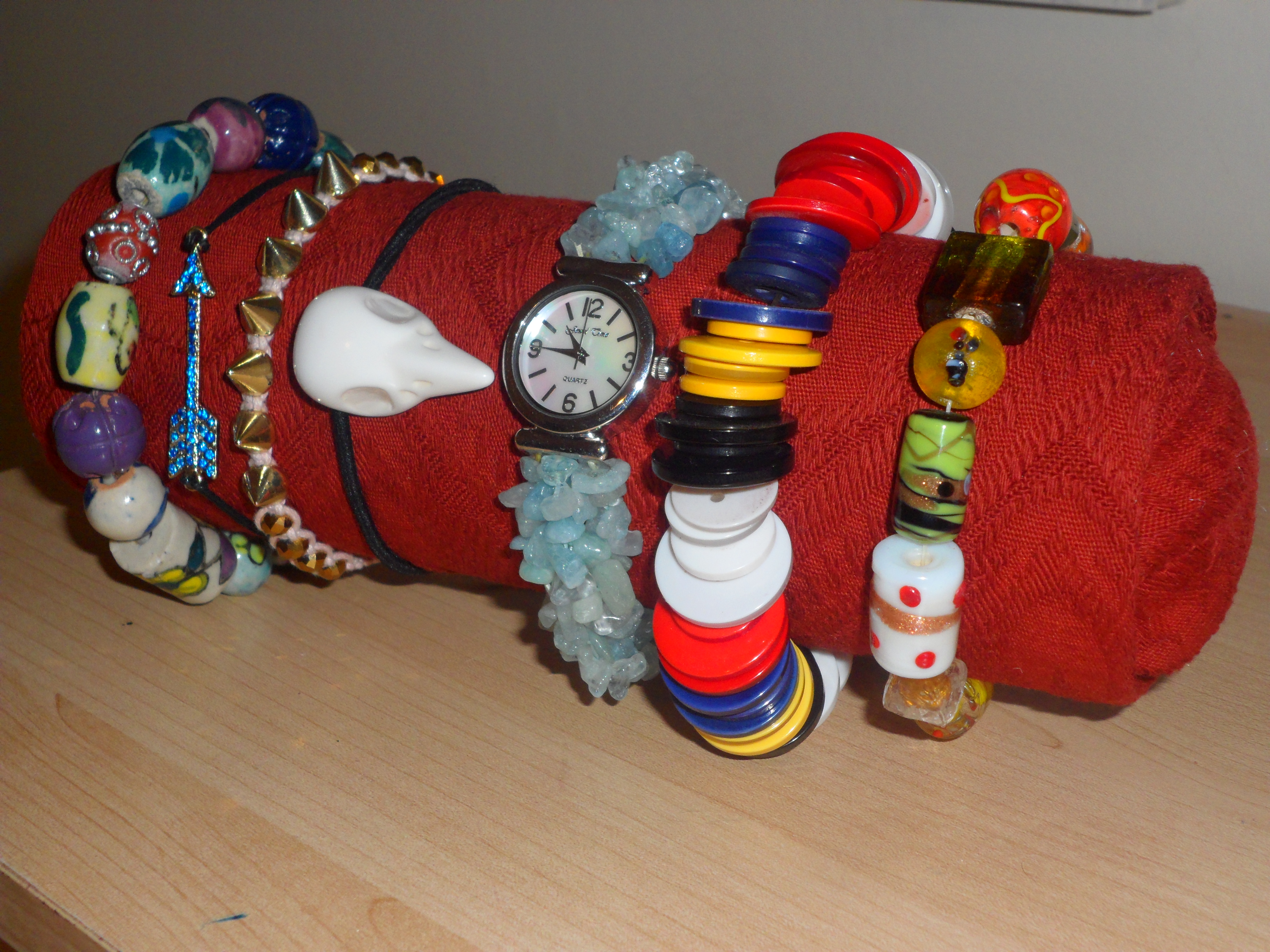 Jewellery Display Roll Made With Every Day Items.