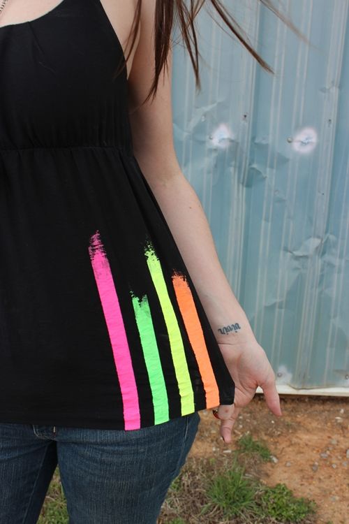 Summery Neon Stripe Shirt Upcycle