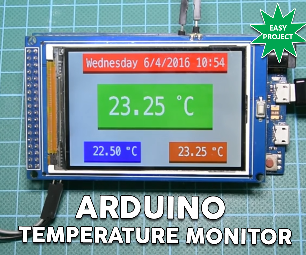 Arduino Temperature Monitor and Real Time Clock With 3.2" Display