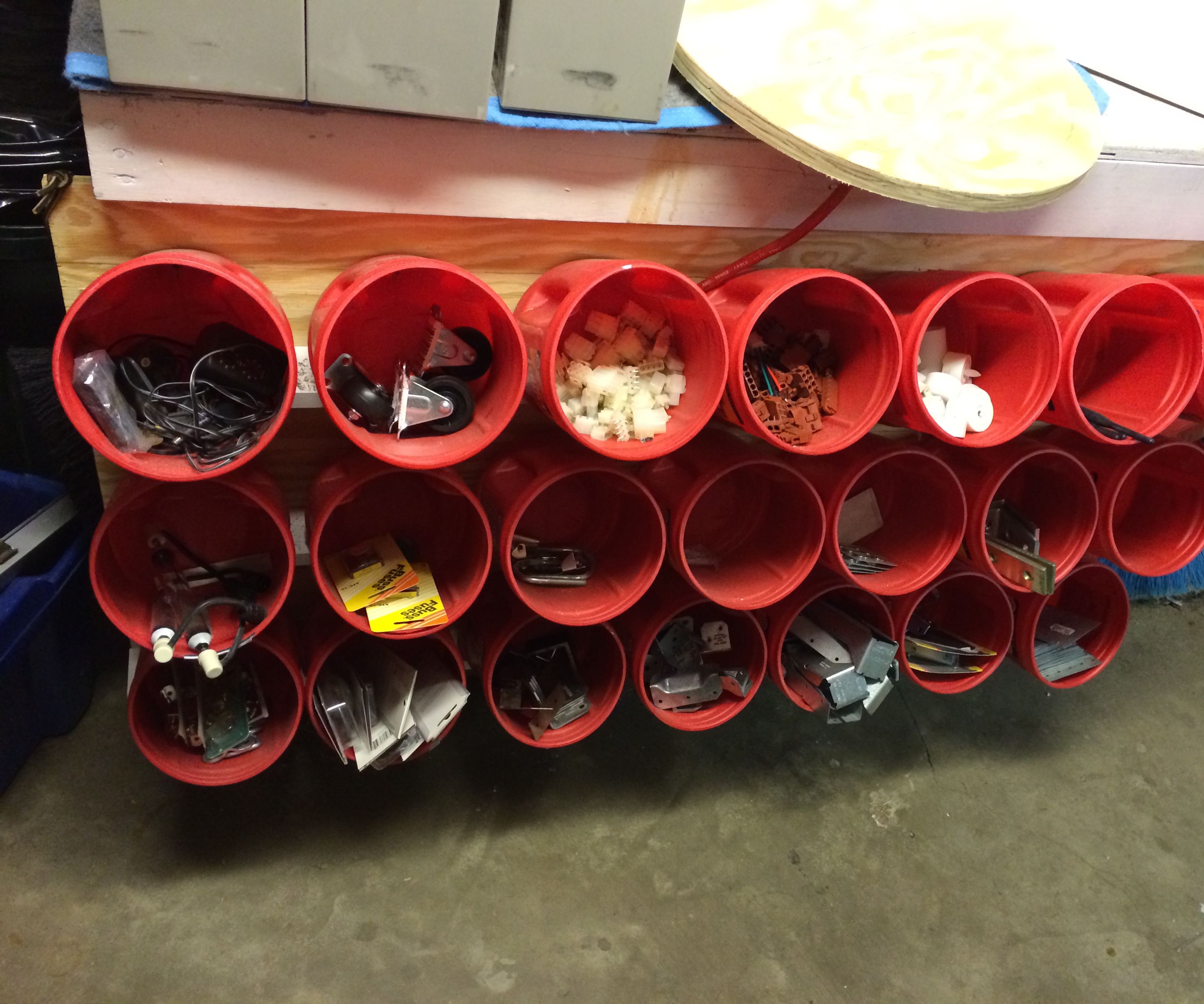 Storage Bin Rack From Recycled Plastic Coffee Containers