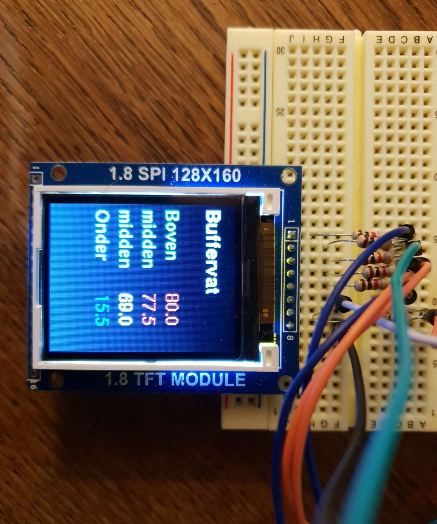 Arduino Thermometer With Multiple DS18b20 Sensors and Temperature Relative Colour on a 1.8 " TFT Display