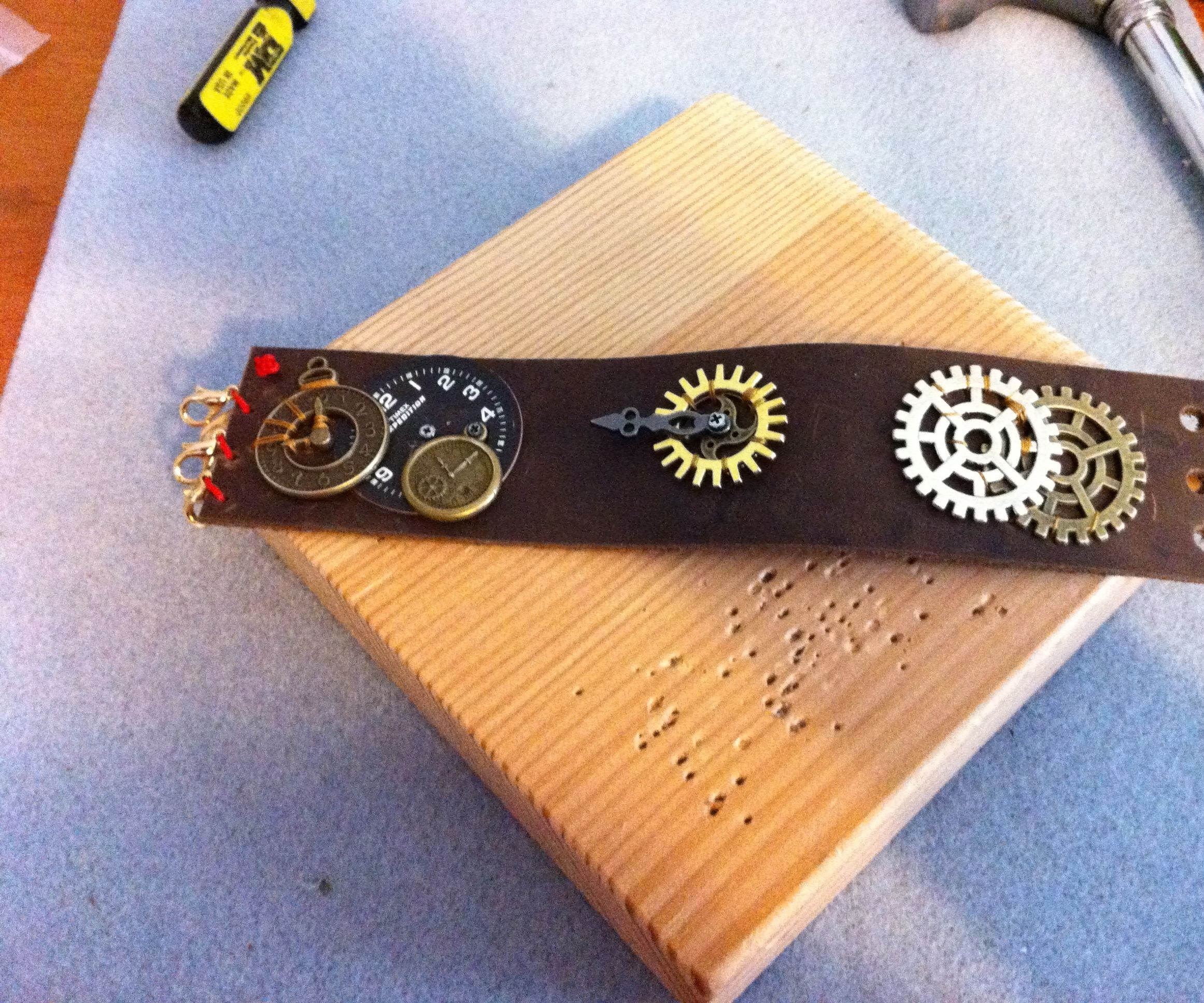 Steampunk Leather Cuff Bracelet