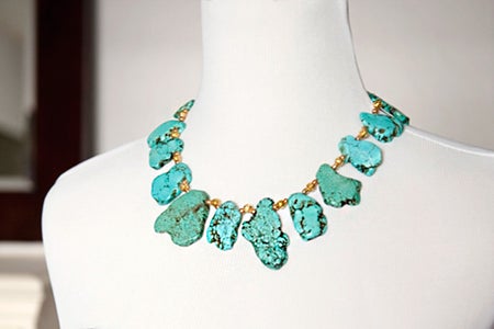 Elaborate Bead Necklace Ideas-Golden and Turquoise Diy Statement Necklaces