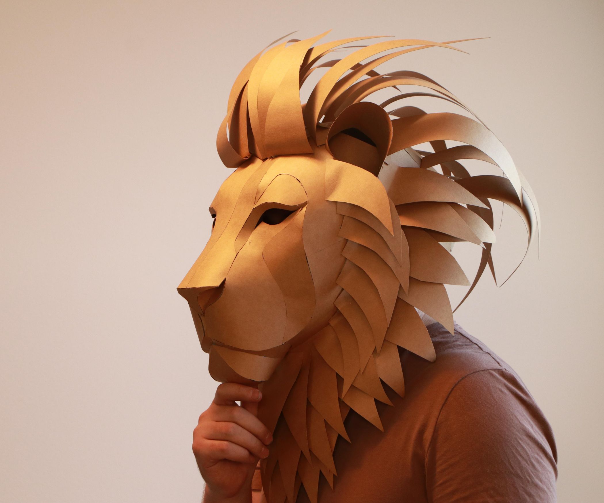 A Stylish Cardboard Lion Mask With Smooth Lines. Easy-to-follow ...