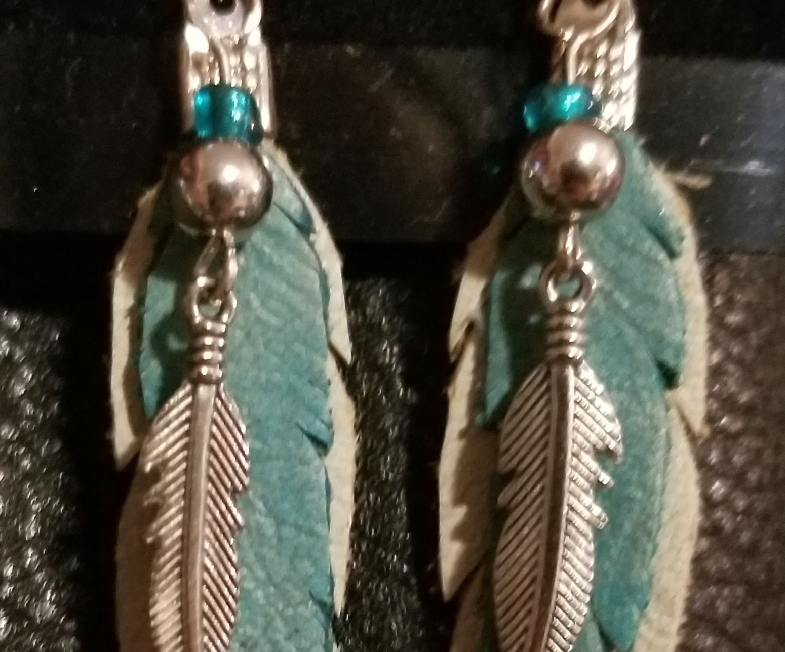 Leather Feather Earrings 