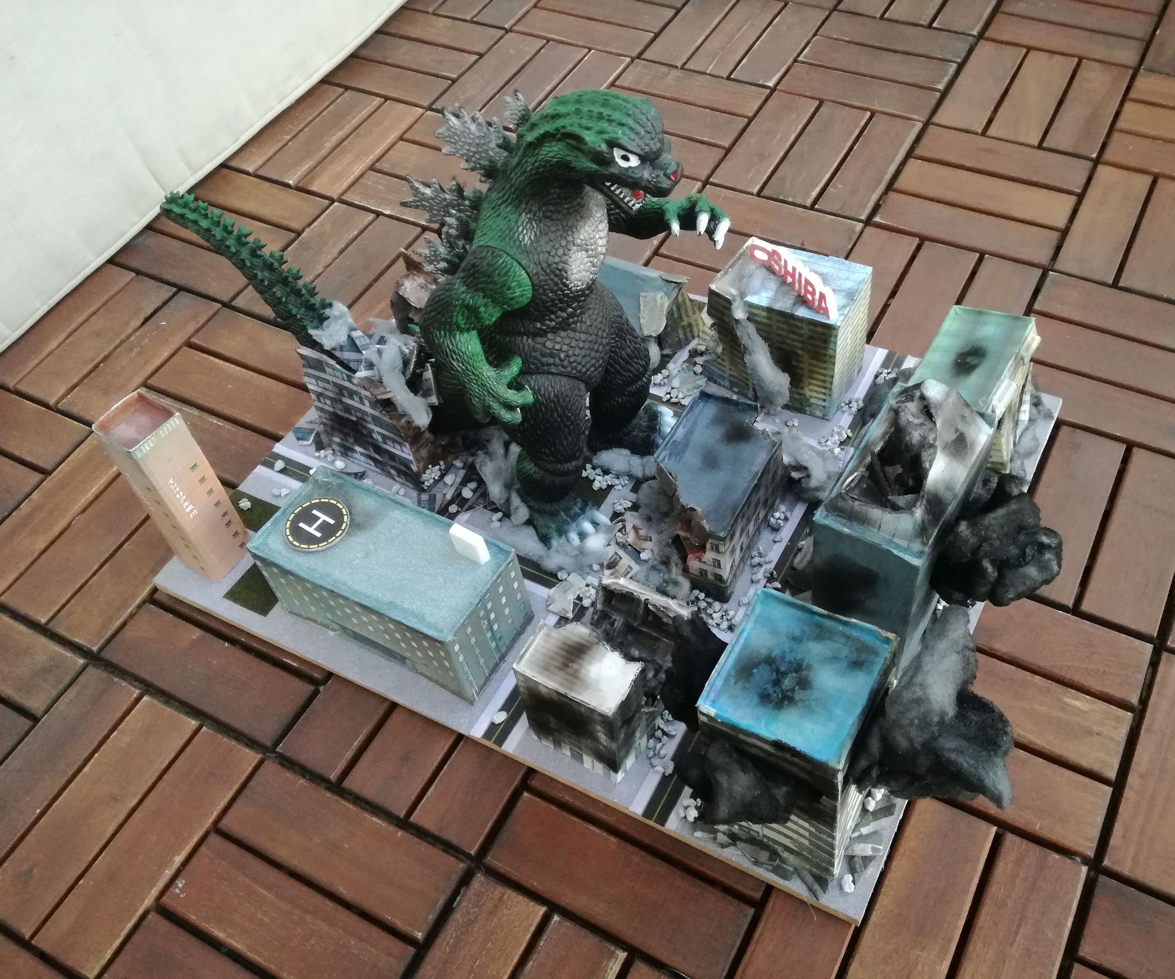 Cardboard Godzilla Diorama and Google Street View