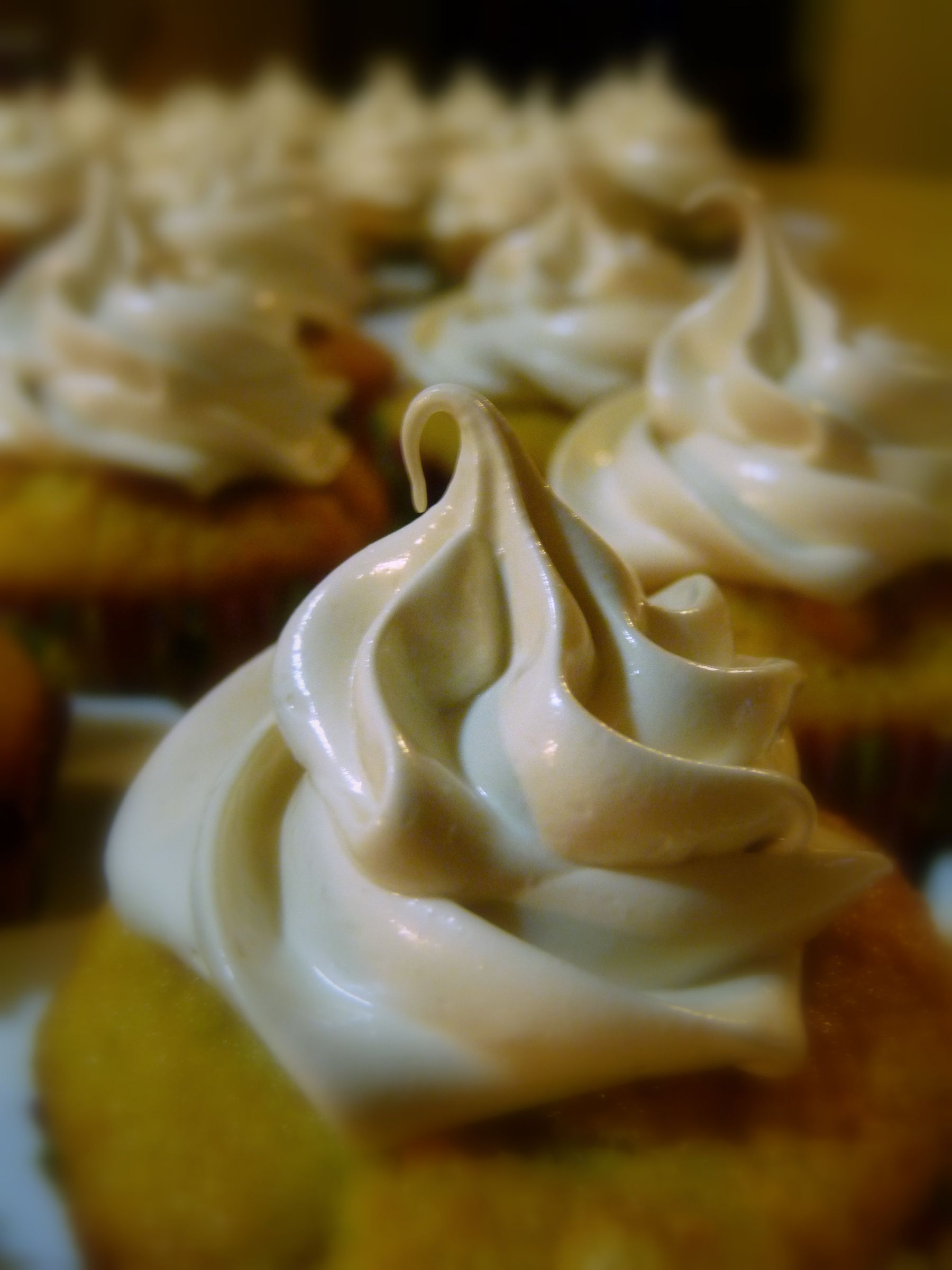 Olive oil cupcakes with brown sugar lemon frosting