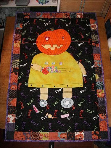 Halloween Robot Quilted Wall Hanging
