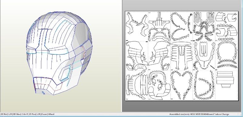 helmet iron man pepakura MARK 85 (Foam Template) Iron Man Papercraft Helmet by