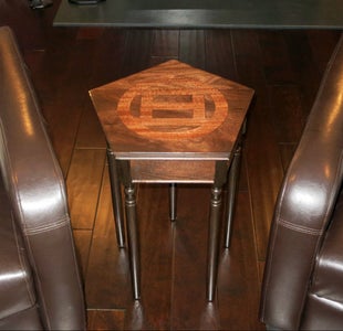 Riven-Inspired Five-Sided Table W/ Reclaimed Legs