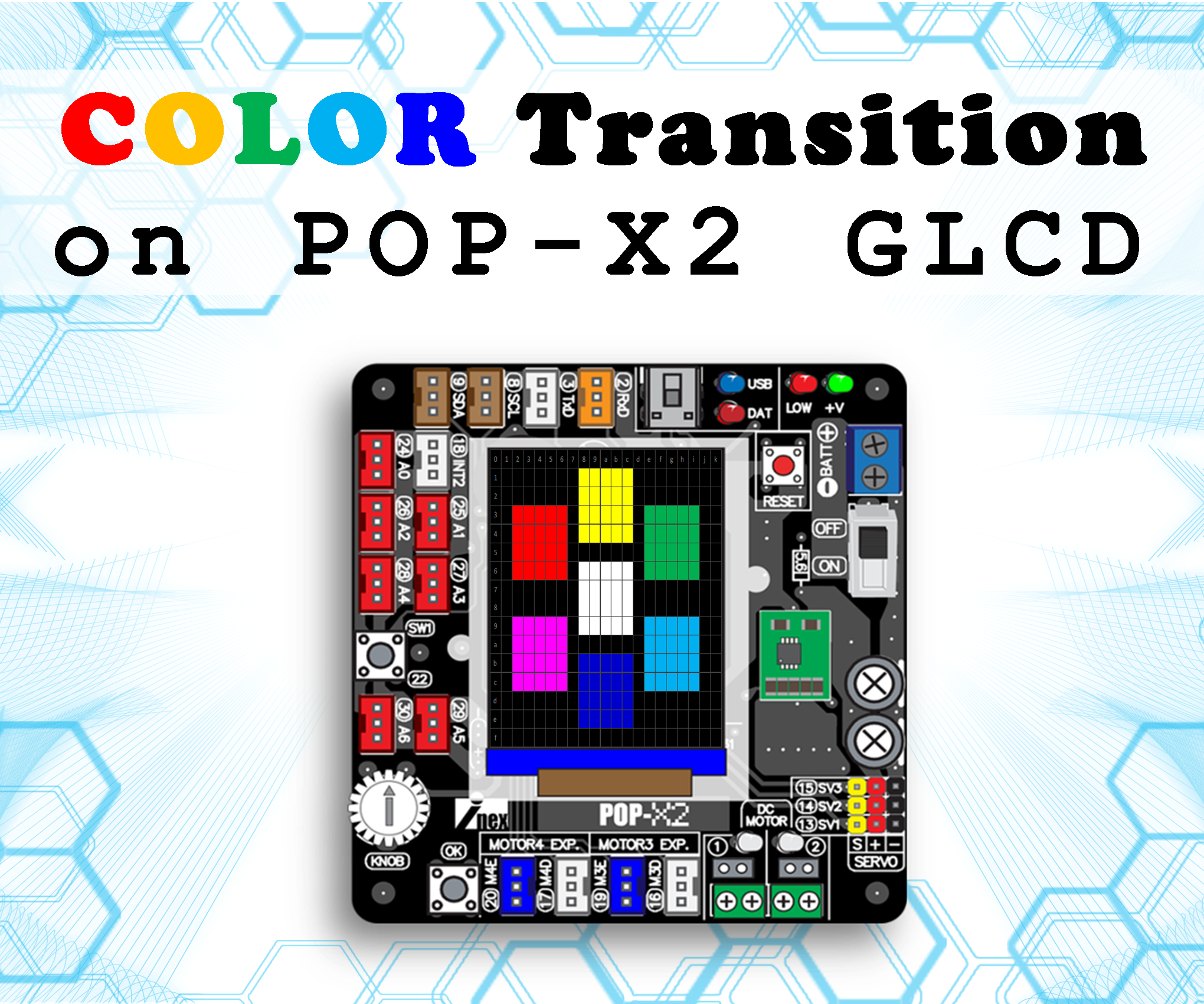 Color Transition on POP-X2 GLCD Using a Knob