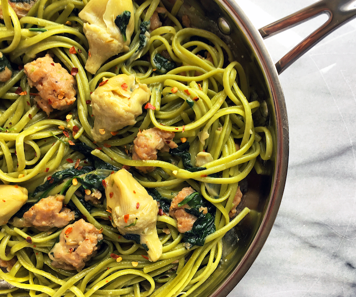 Creamy Spinach Artichoke Linguine
