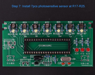 Install 7pcs Photosensitive Sensor at R17-R25 