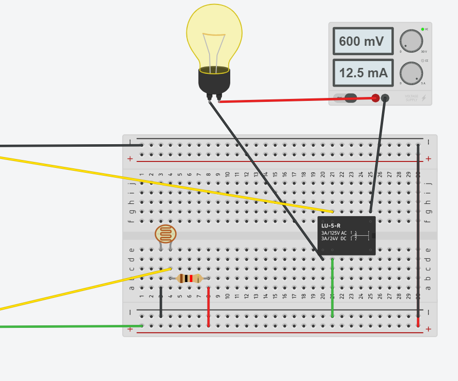 Arduino Light Intensity Lamp in Tinkercad