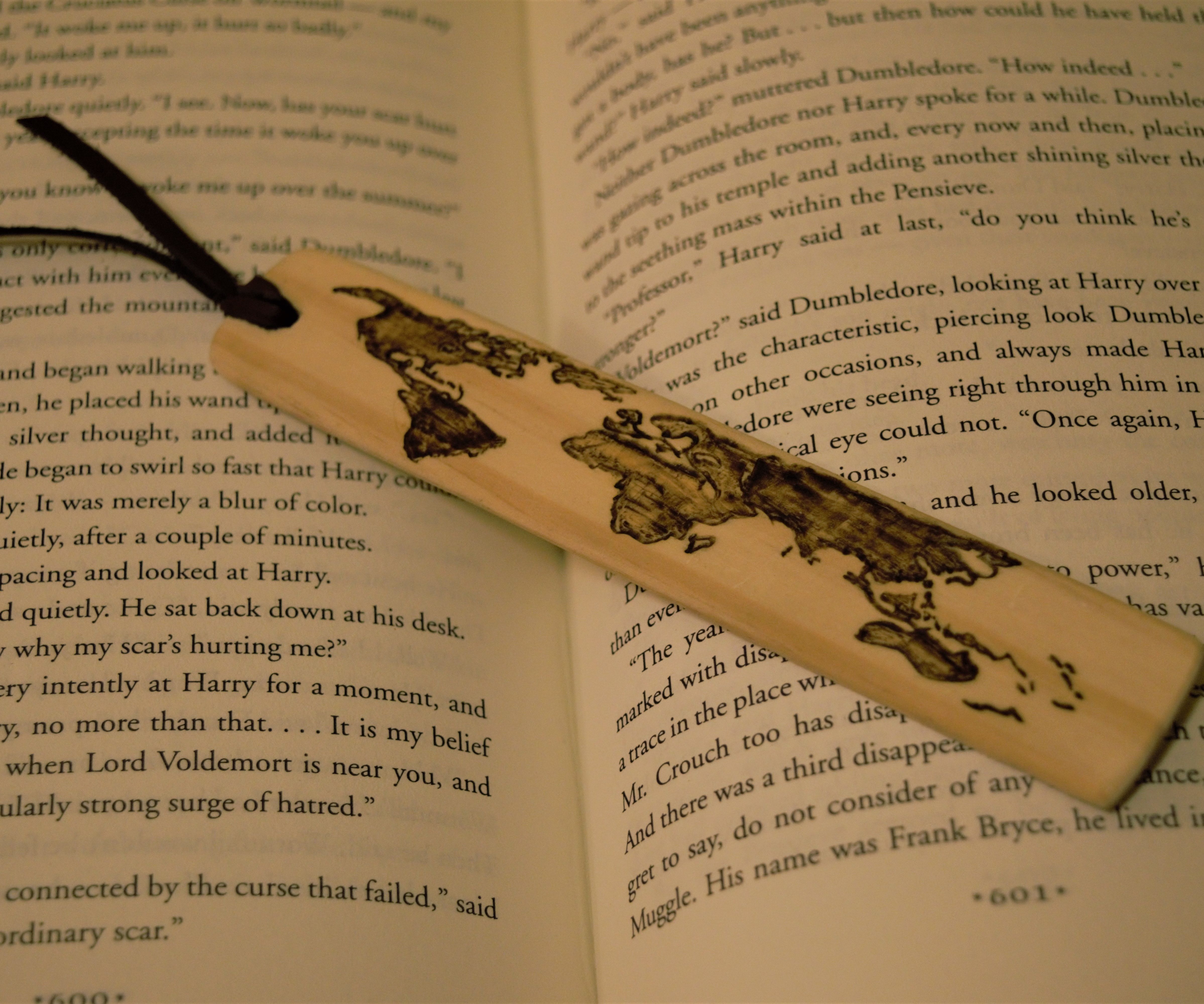 Wooden Bookmark of Map and Quote