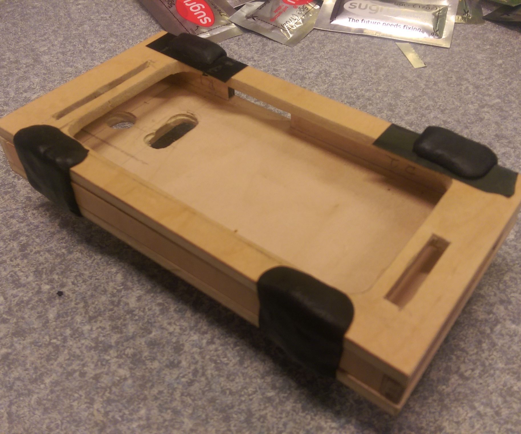 Classy Wood Phone Case With Sugru Hinge and Latch