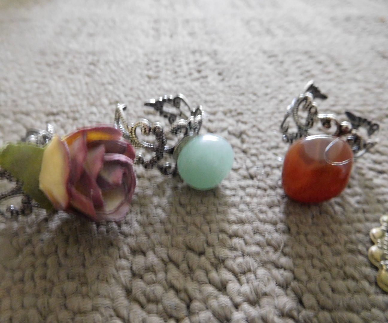 Flower and Crystal Rings