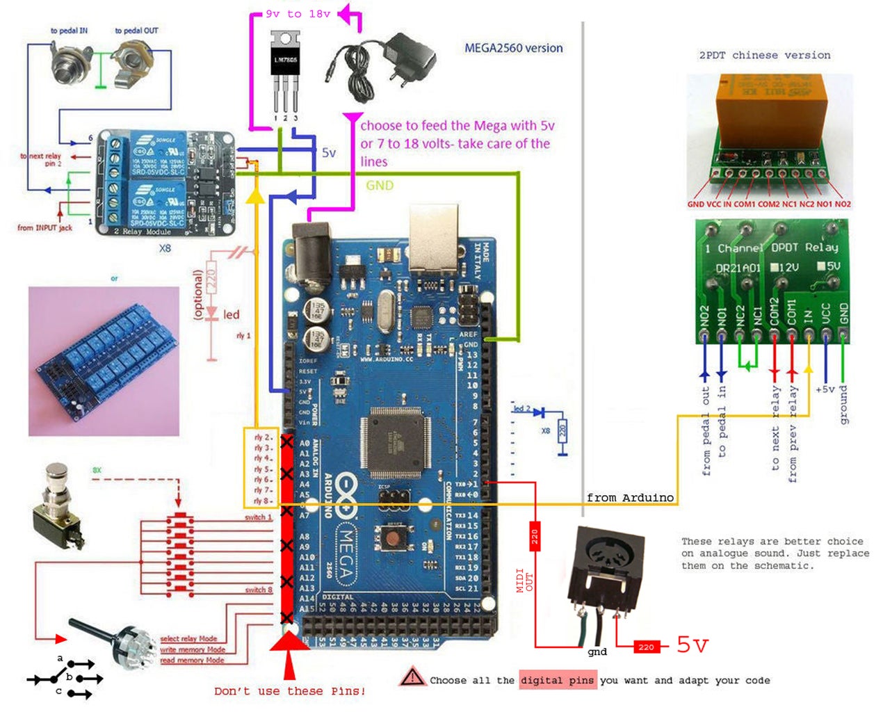 Programmable 8 Loops Pedal Switcher With Arduino Mega2560 - Instructables