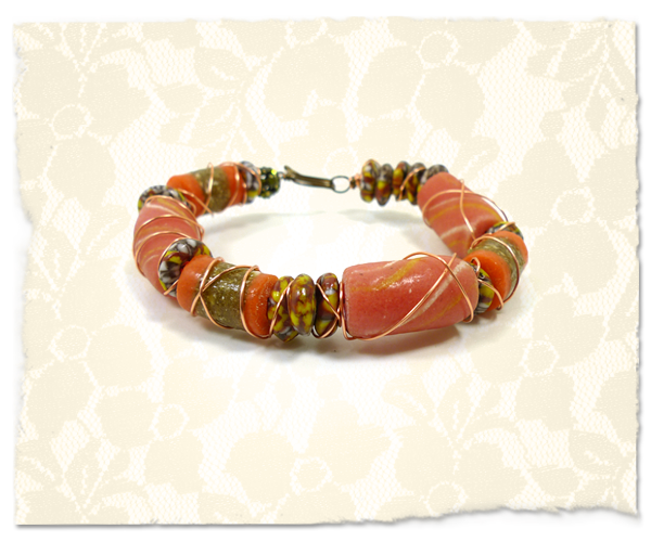 Wrapped Beady Bangle Bracelet
