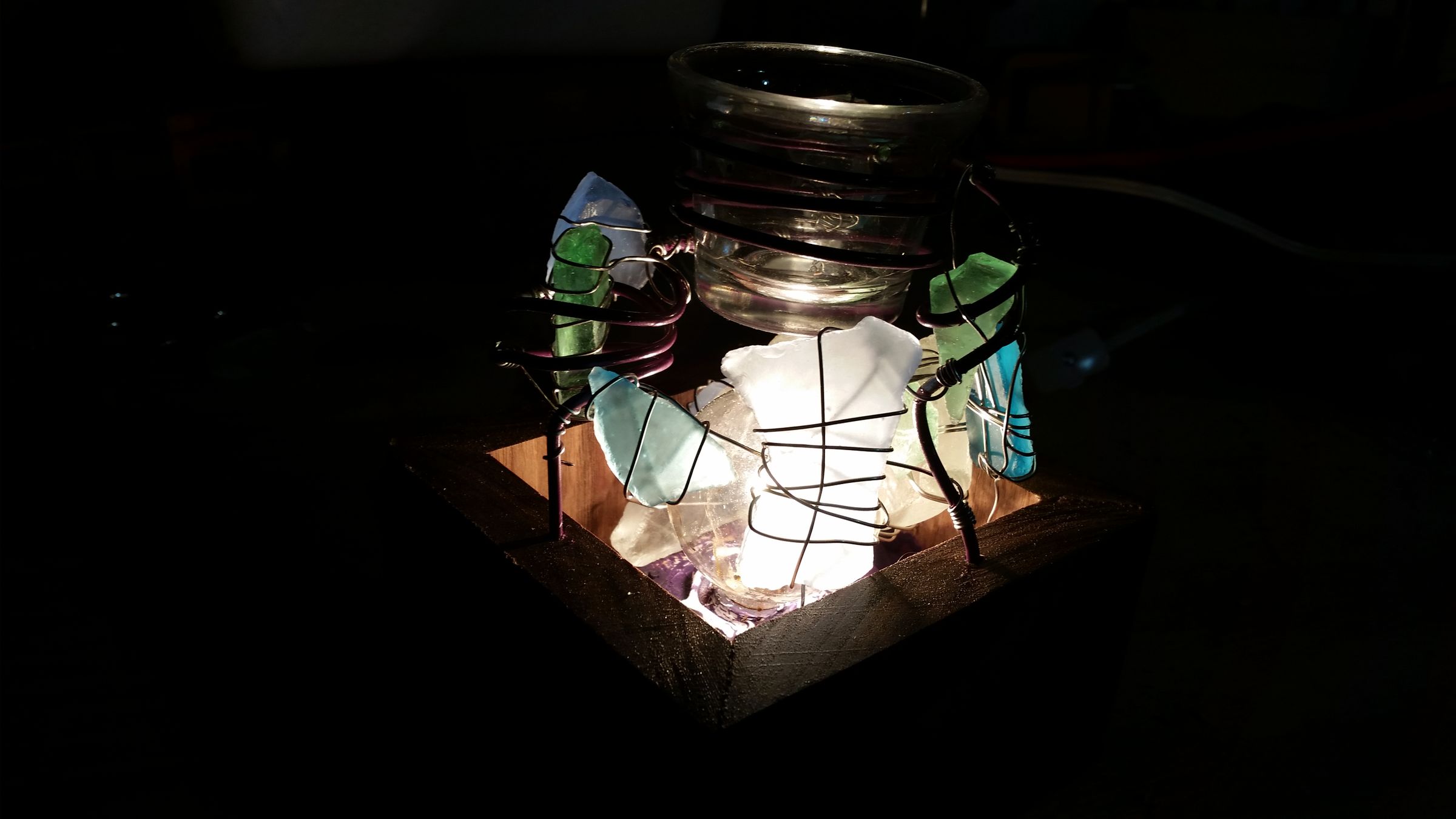 DIY Walnut Sea Glass Wax Cube Warmer
