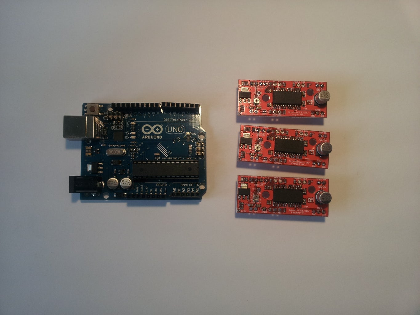 Attaching the Easydrivers and the Arduino