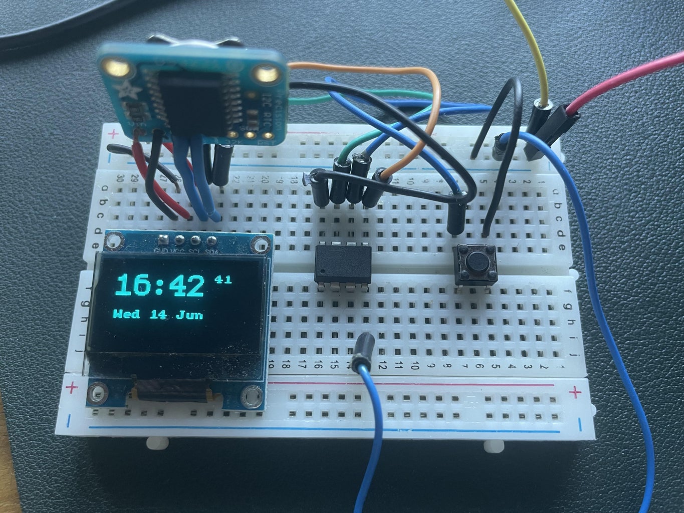 Breadboard Watch Using Attiny 85, DS 3231 Real Time Clock, a Push ...