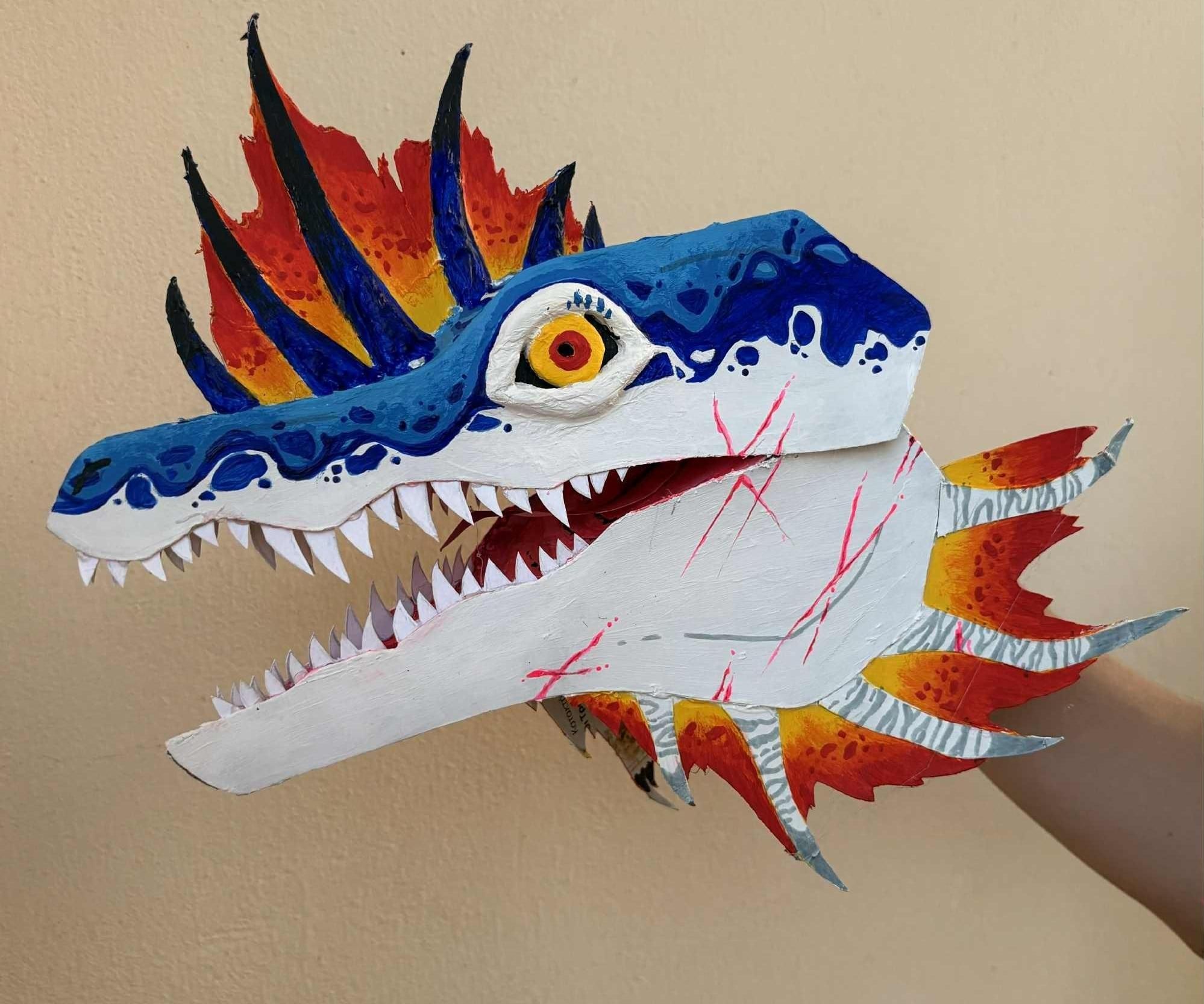 Wearable Dinosaur's Head From Recycled Paper