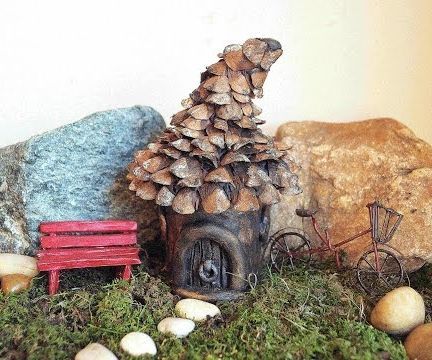 DIY Pine Cone Roof Fairy House Tutorial