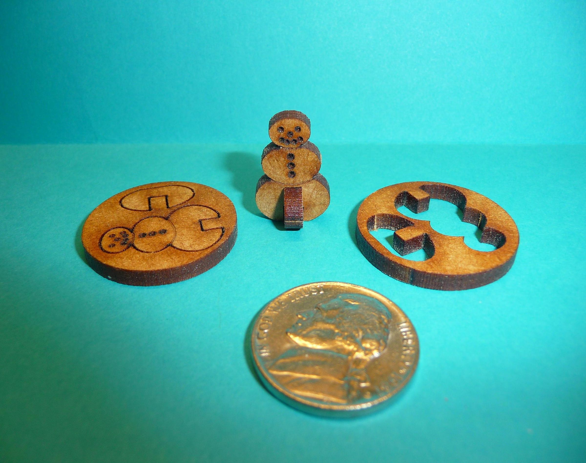 Snowman Wooden Nickel 3-D Puzzle