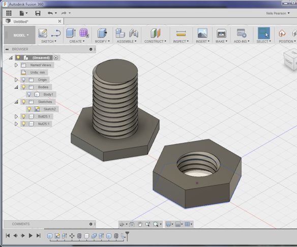 Threaded Nut and Bolt With Fusion 360