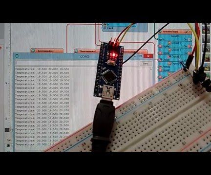Arduino Nano: Read Multiple DS1820/DS18S20 Maxim One Wire Thermometers With Visuino