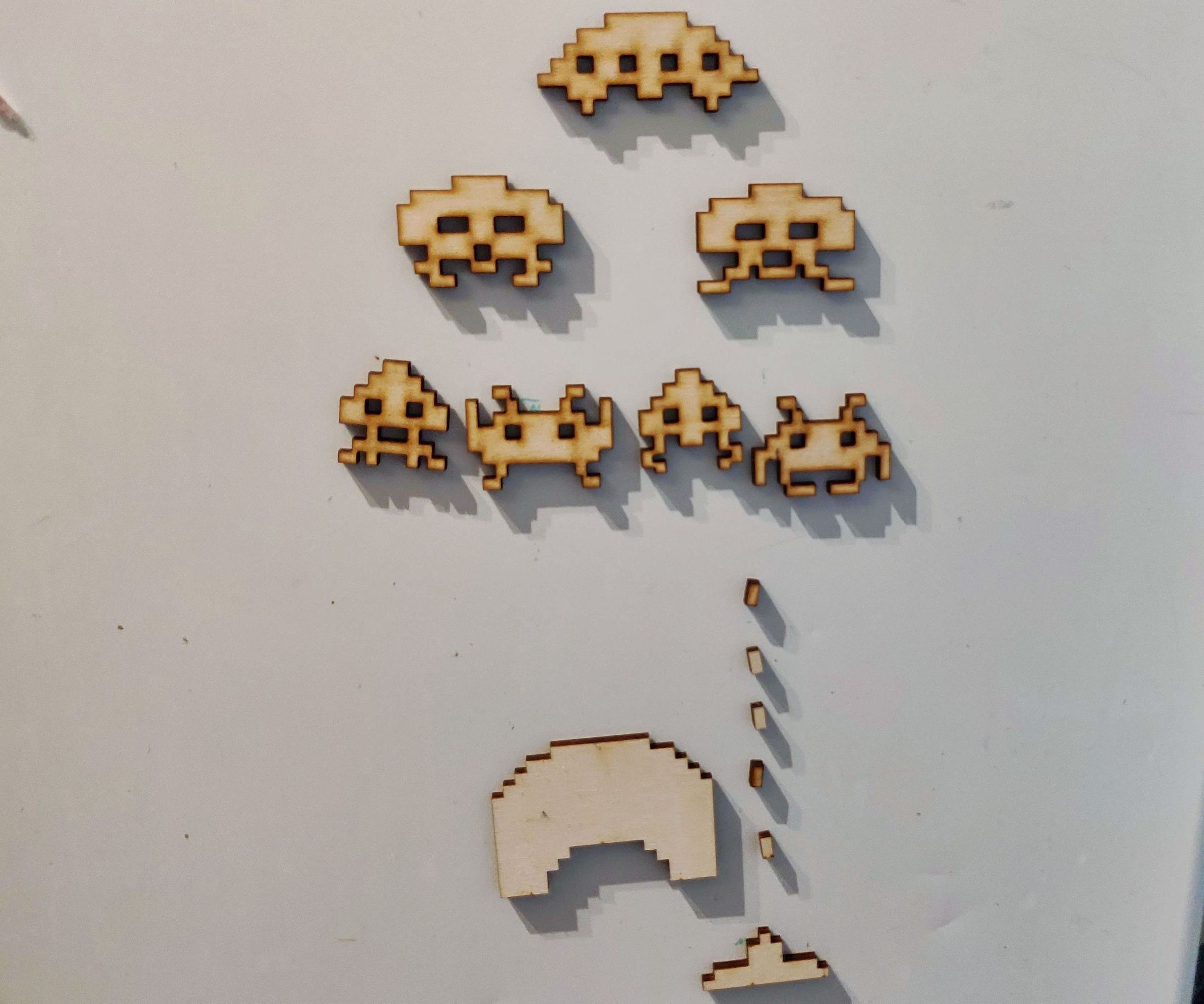Laser-Cut Space Invader Magnets