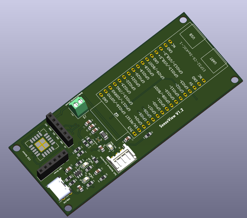 SenseView custom two layer PCB