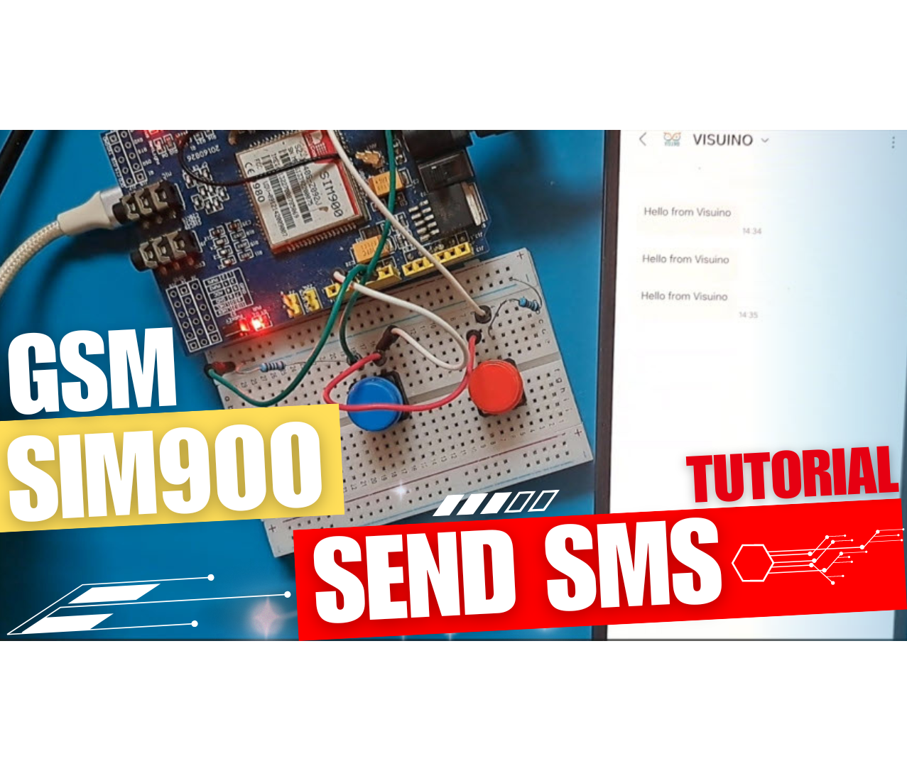 Send SMS Using SIM900 GSM Shield & Arduino - Visuino Tutorial