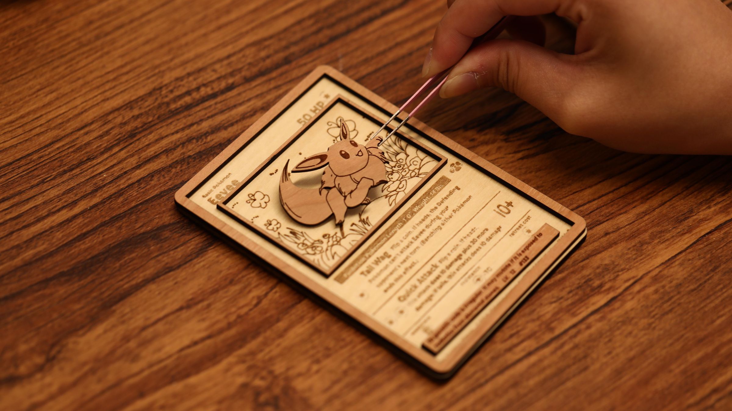 pokemon card wood 3D Wooden Pokemon Trading Card Replica Laser Cut Multi-Layered Collect –  Senpai3D main image 0