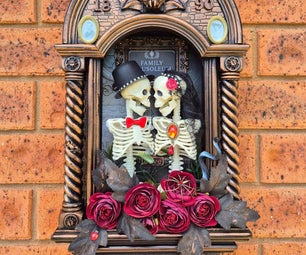 Upcycled Vintage Wall Clock Becomes a DIY Halloween Mausoleum