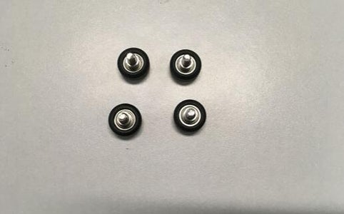 Prepare a Slider Plate and 4 Wheels. Firstly Install Four Copper Cylinders on the Plate, Then Install the Wheels on It. 