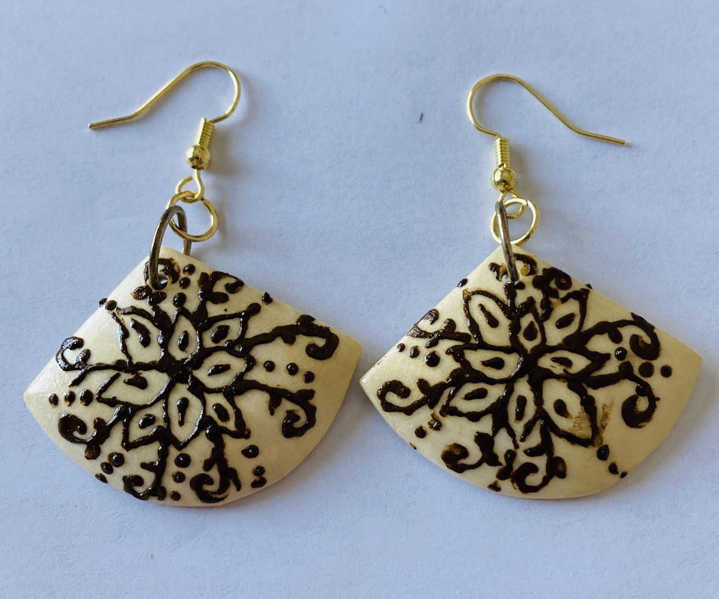 Henna Stained Wood Earrings