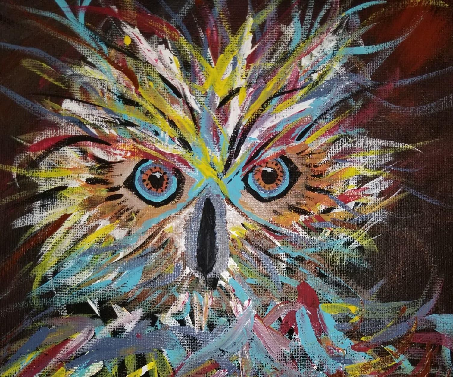 Owl Painting "Coffee??"