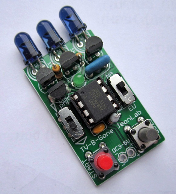 Battery Saving TV-B-Gone With Region/range Selection Switches
