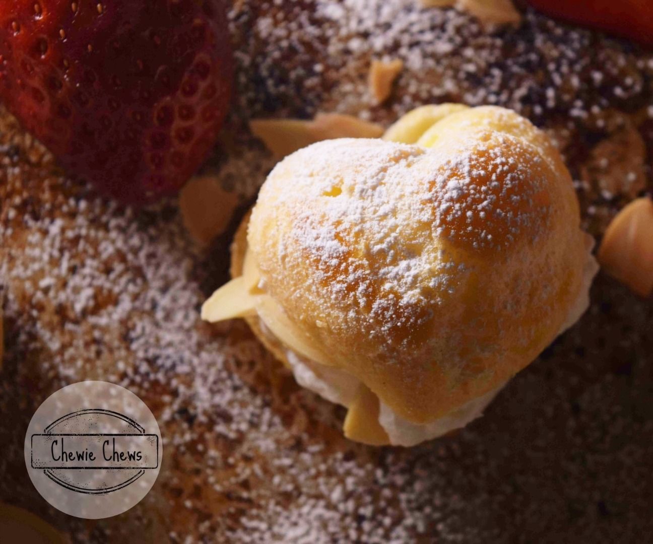 Heart Shaped Almond Strawberry Cream Puff Recipe