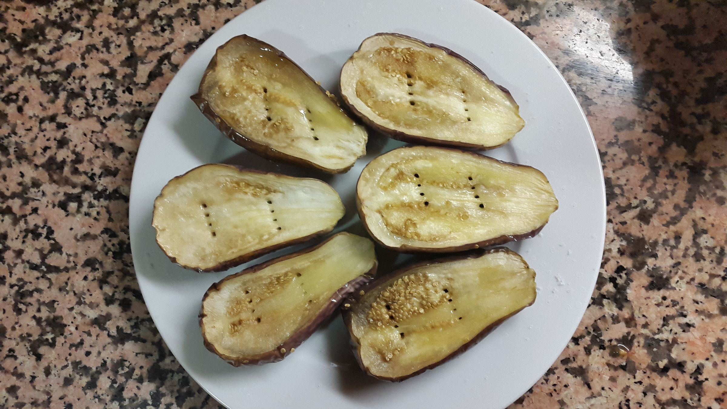 Homegrown Baked Eggplant in an Almost Vegetarian Dinner 5 Steps