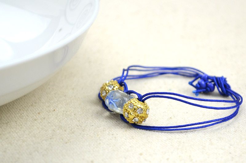 DIY String Bracelet With Lampwork and Rhinestone Bead