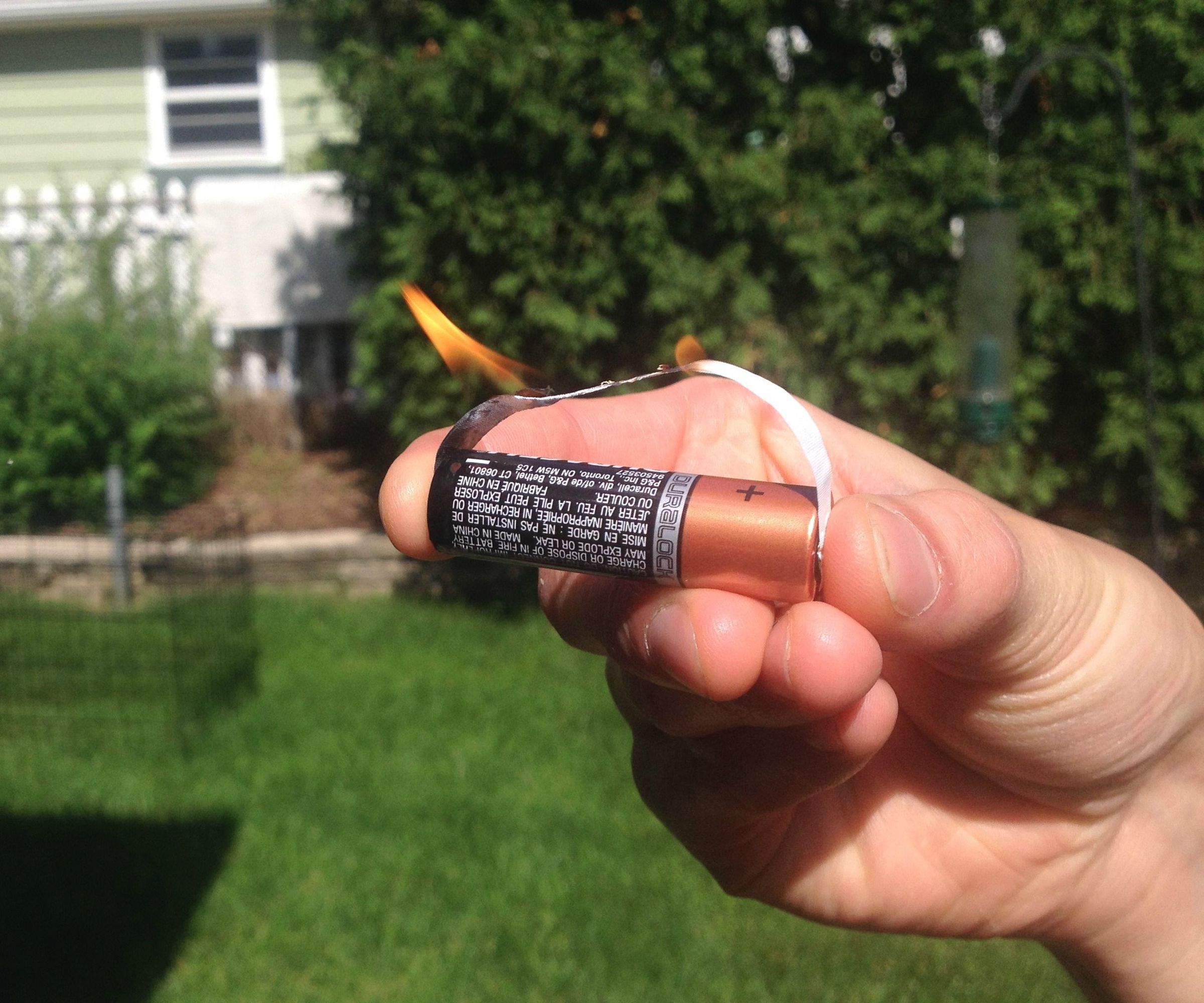 Make a Lighter Out Of: Battery + Gum Wrapper 