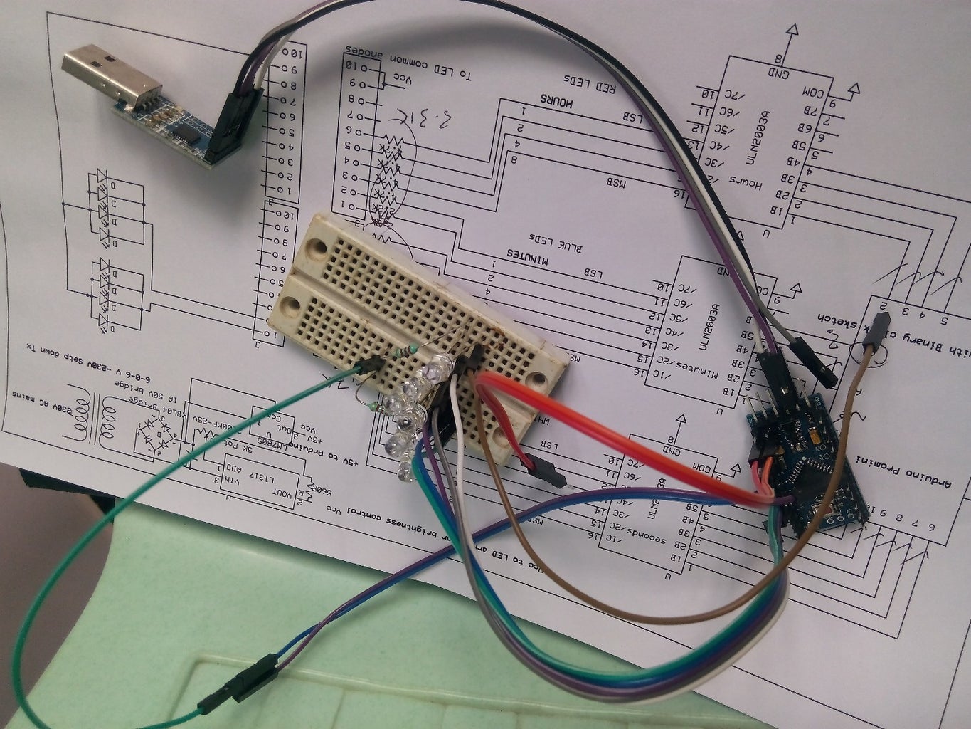 Pure Binary LED Wall Clock With Arduino : 4 Steps - Instructables