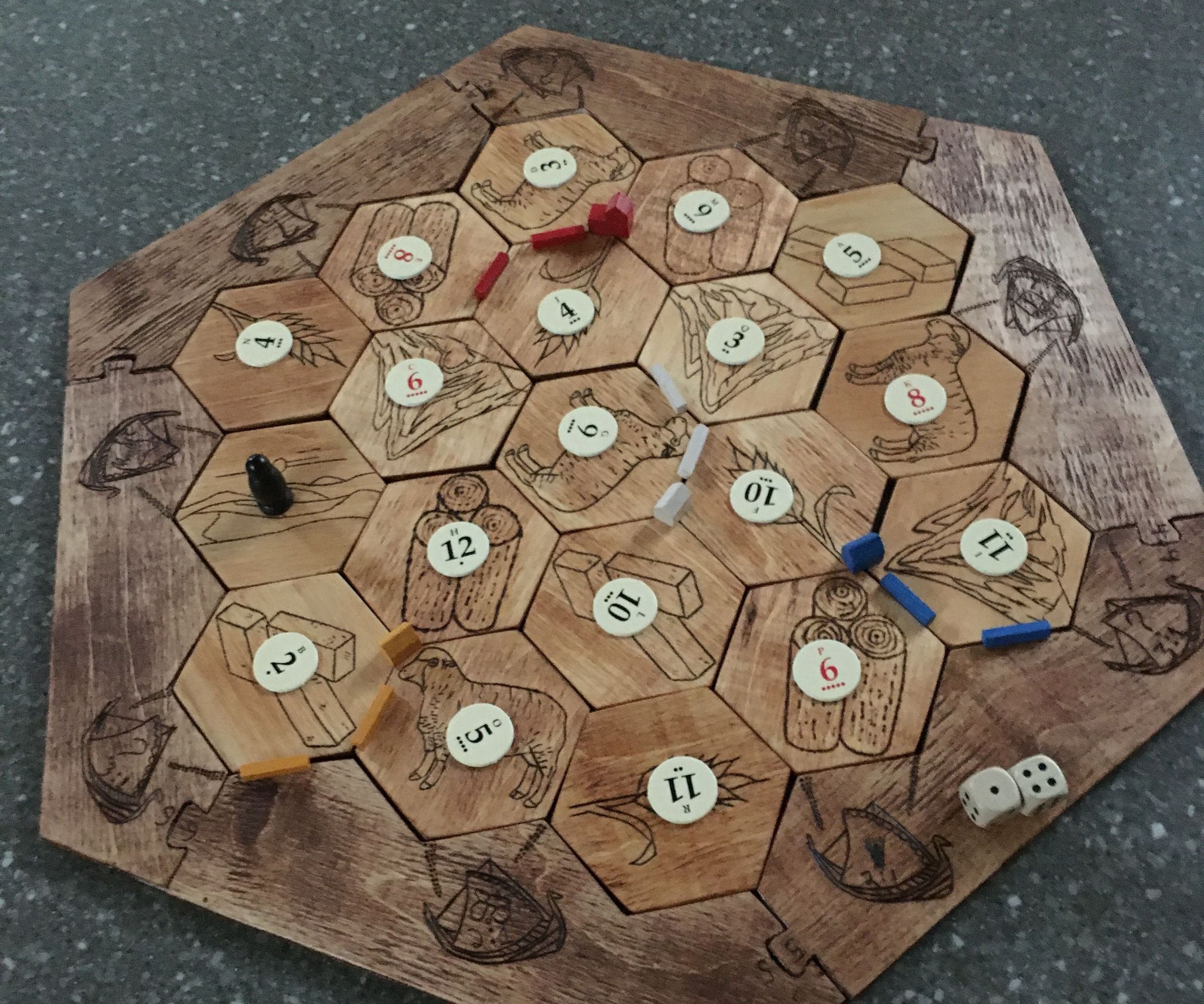 Wood-Burned Catan Board