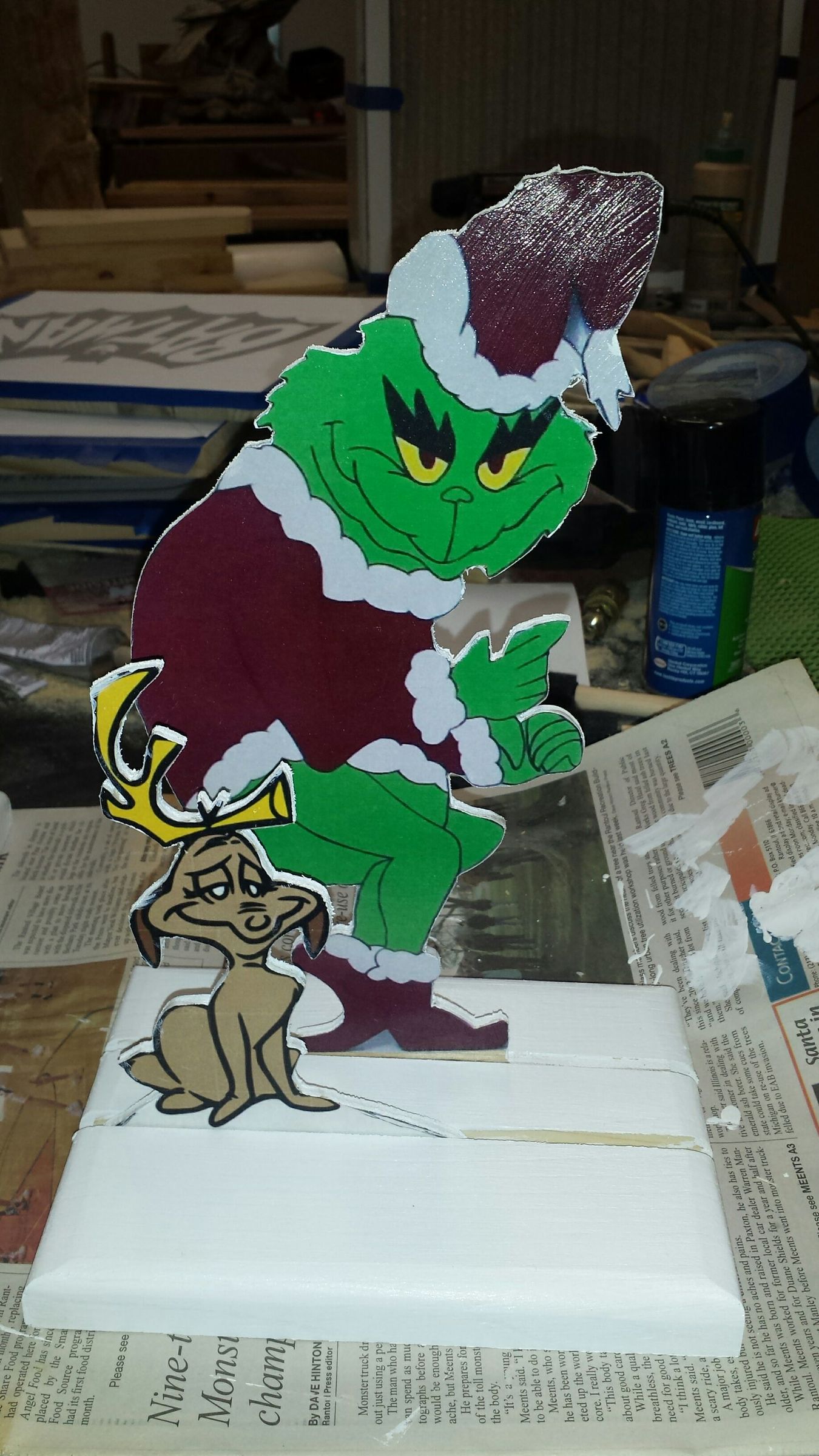 Scroll Saw Grinch and Dog Holiday Decoration