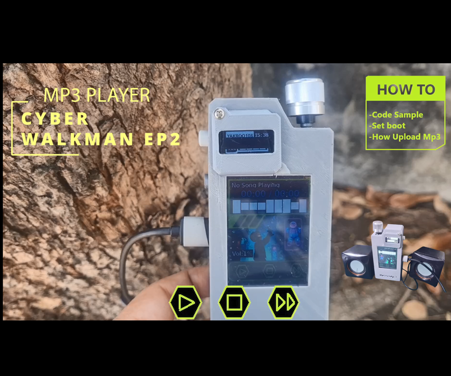 Cyber Walk Man :Cyberpunk-style Multi-Display Music Player